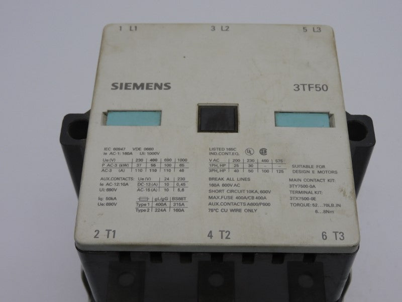SIEMENS 3TF50 110/120V 160A UNMP