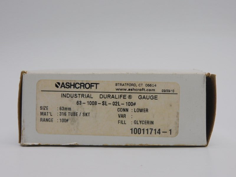 ASHCROFT 63-1008-SL-02L-100# 100PSI NSMP