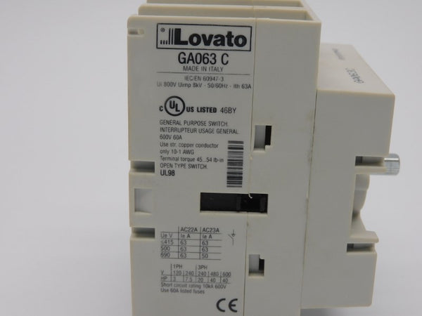 LOVATO GA063C 800V 63A NSMP