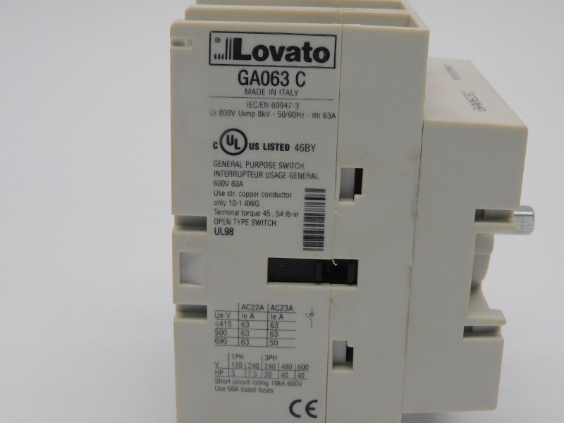 LOVATO GA063C 800V 63A NSMP