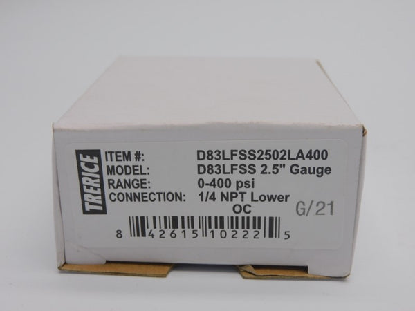 TRERICE D83LFSS2502LA400 0-400PSI NSMP