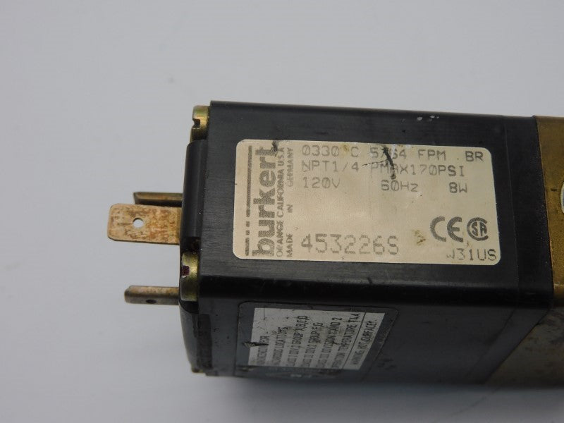 BURKERT 0330C5/S4FPMBRNPT-1/4 453226S 120V 170PSI UNMP