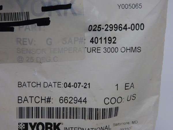 YORK 025-29964-000 REV. G NSMP