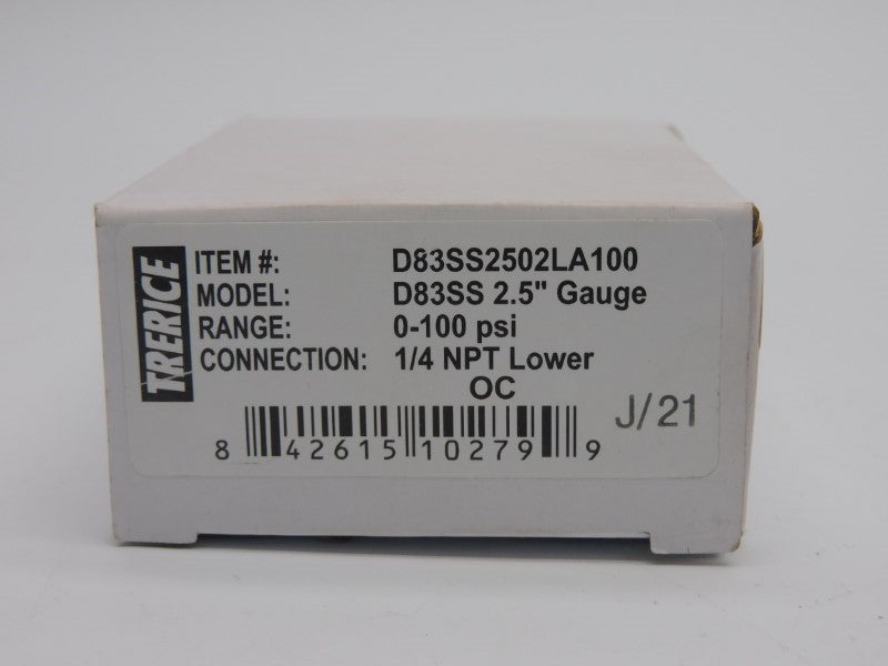 TRERICE D83SS2502LA100 0-100PSI NSMP