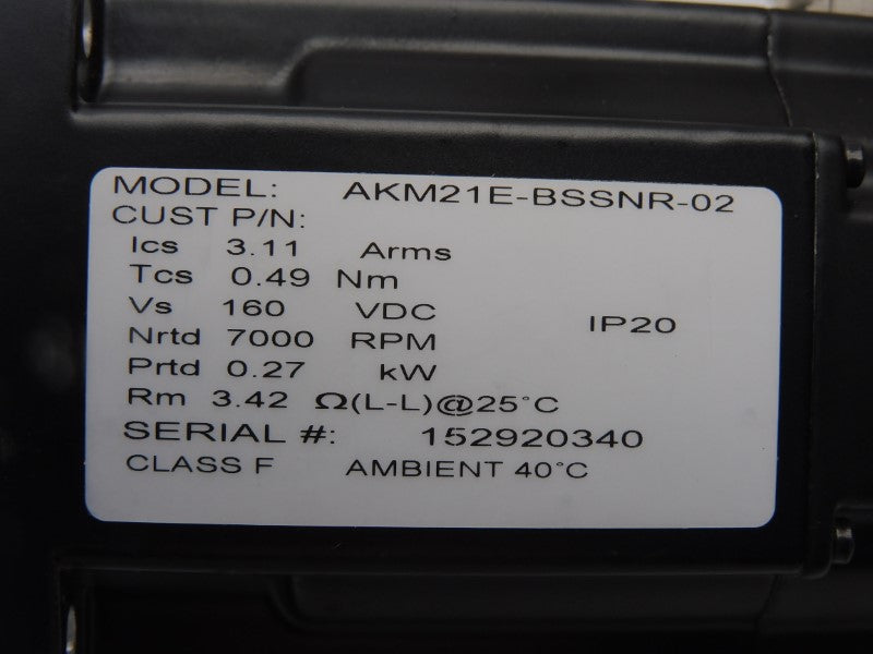 KOLLMORGEN AKM21E-BSSNR-02 160VDC NSNP