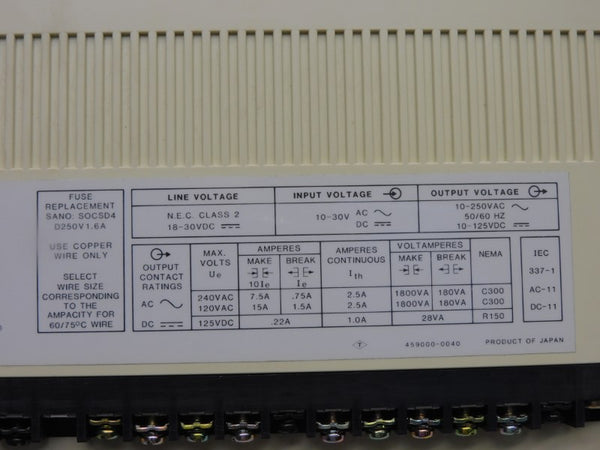ALLEN BRADLEY 1745-LP104 SER. D F/W 5 10-250VAC 15A (NO COVER) NSNP