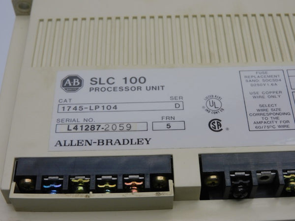 ALLEN BRADLEY 1745-LP104 SER. D F/W 5 10-250VAC 15A (NO COVER) NSNP
