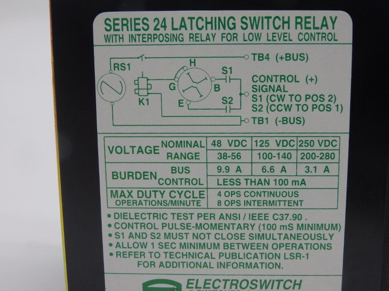 ELECTRO SWITCH 24LSR 9203DC 125VDC 20A NSNP