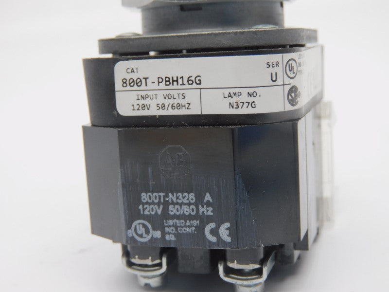 ALLEN BRADLEY 800T-PBH16G SER. U 120V NSNP