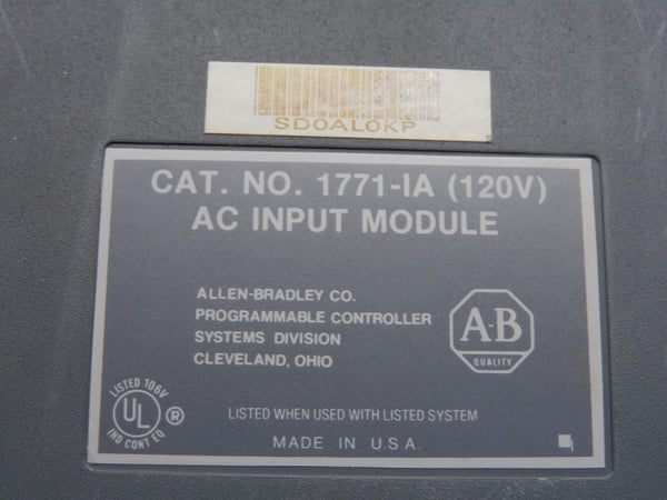 ALLEN BRADLEY 1771-IA 120V (NO TERMINAL) UNMP