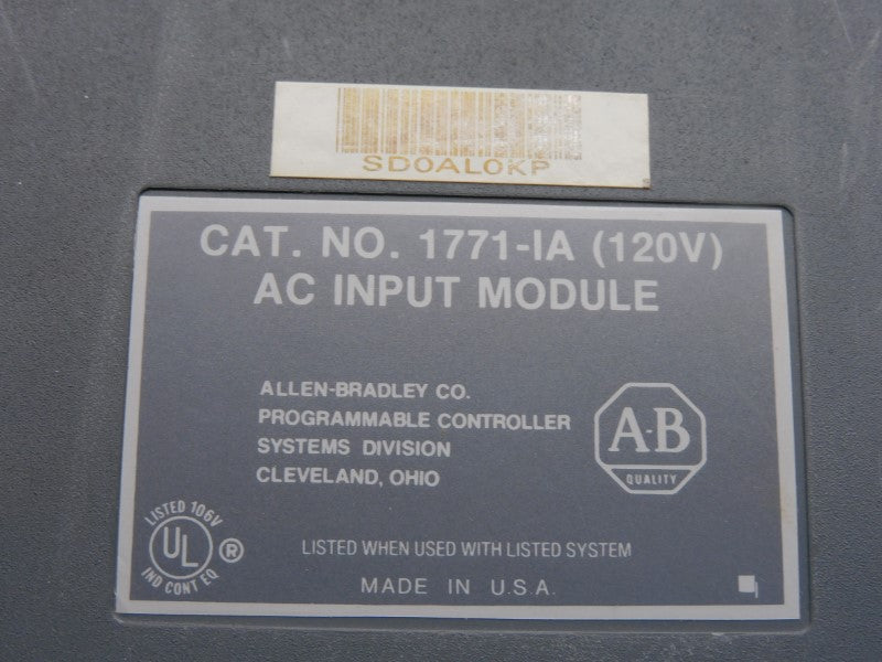ALLEN BRADLEY 1771-IA 120V (NO TERMINAL) UNMP