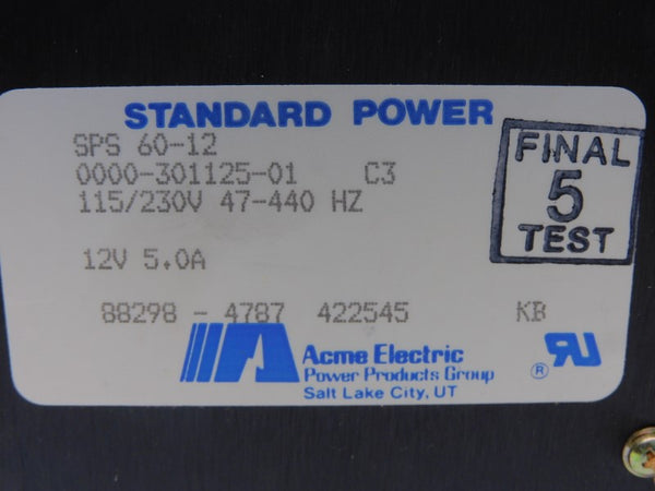 ACME ELECTRIC SPS60-12 0000-301125-01 115/230V 5.0A NSMP