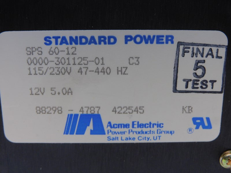 ACME ELECTRIC SPS60-12 0000-301125-01 115/230V 5.0A NSMP