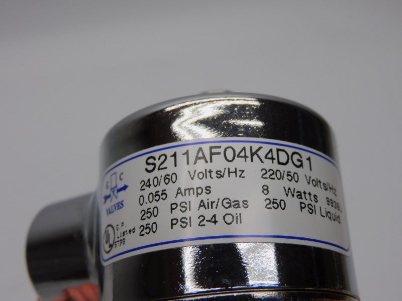 GC S211AF04K4DG1 240V 0.055A 250PSI 1/2" NSMP