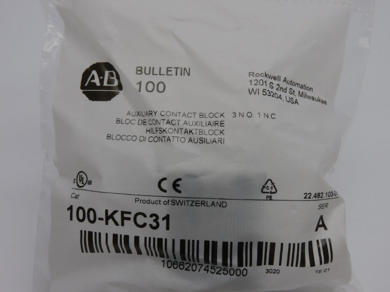 ALLEN BRADLEY 100-KFC31 SER. A NSMP