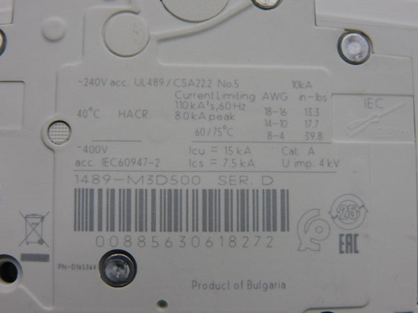 ALLEN BRADLEY 1489-M3D500 SER. D 240V 50A NSNP