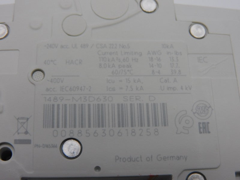 ALLEN BRADLEY 1489-M3D630 SER. D 240V 63A NSMP