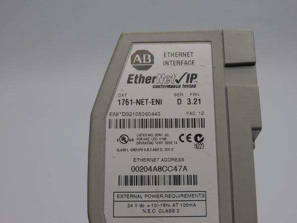 ALLEN BRADLEY 1761-NET-ENI SER. D F/W 3.21 24VDC UNMP