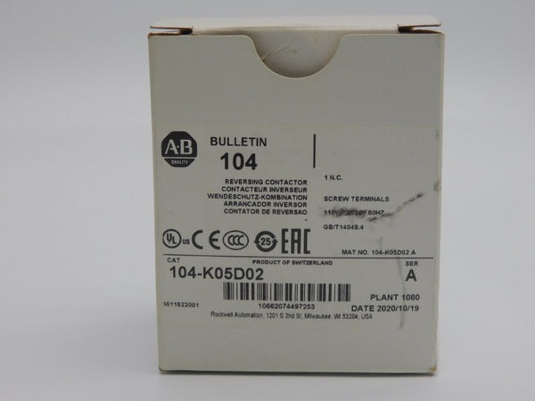 ALLEN BRADLEY 104-K05D02 SER. A 110/120V (WH) NSMP
