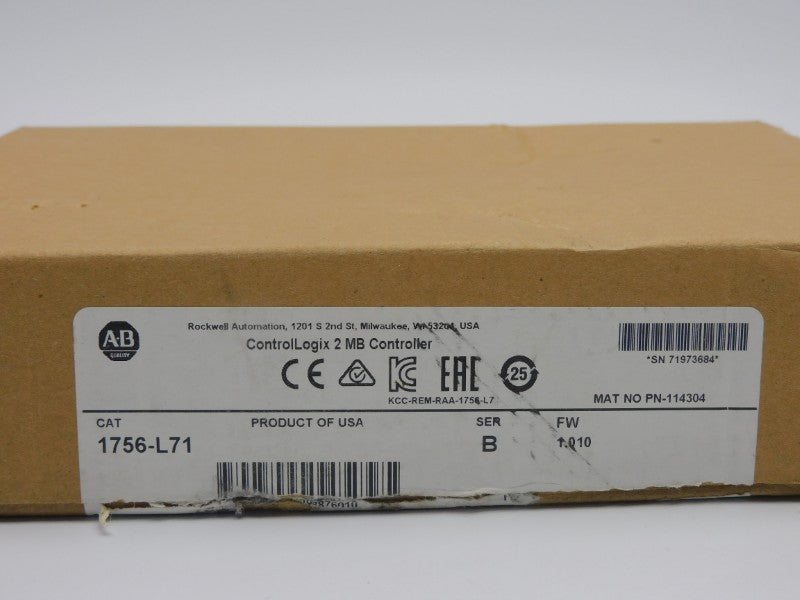 ALLEN BRADLEY 1756-L71 SER. B F/W 1.010 5.1VDC NSMP