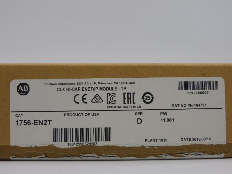 ALLEN BRADLEY 1756-EN2T SER. D F/W 11.001 5.1VDC NSMP