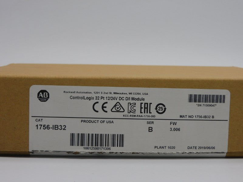 ALLEN BRADLEY 1756-IB32 SER. B F/W 3.006 12/24VDC NSMP