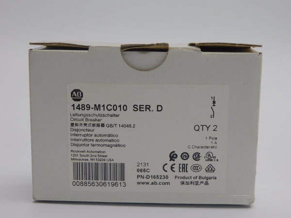 ALLEN BRADLEY 1489-M1C010 SER. D 277V 1A (PKG OF 2) NSMP
