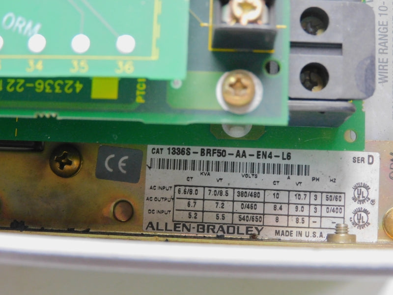 ALLEN BRADLEY 1336S-BRF50-AA-EN4-L6 SER. D 650V 8.5A UNMP