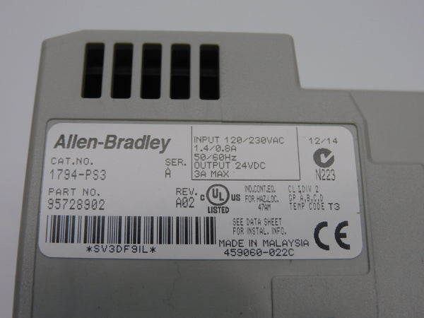 ALLEN BRADLEY 1794-PS3 SER. A REV. A02 120/230VAC 3A NSNP