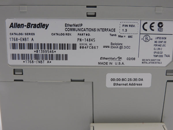 ALLEN BRADLEY 1768-ENBT SER. A F/W 1.3 5.2VDC NSNP