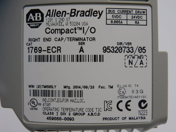 ALLEN BRADLEY 1769-ECR SER. A REV. A VER. 05 24VDC 0.005A NSNP