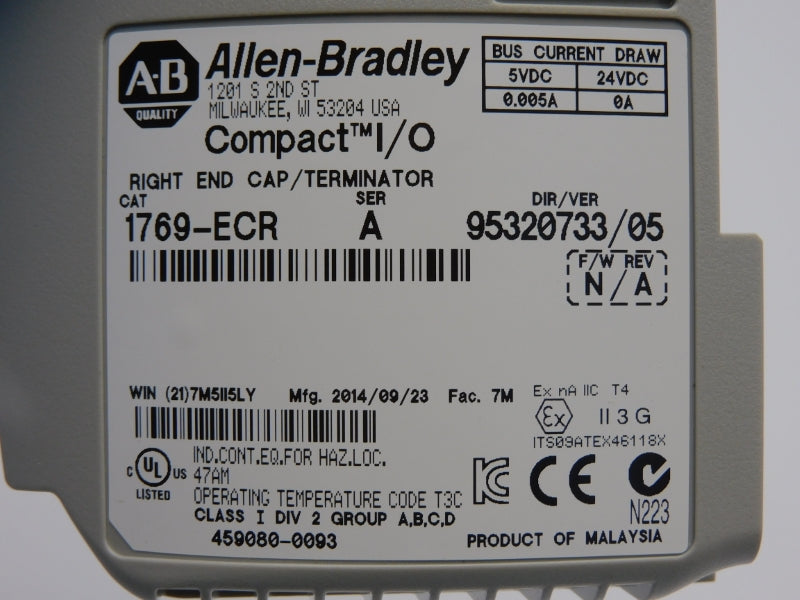 ALLEN BRADLEY 1769-ECR SER. A REV. A VER. 05 24VDC 0.005A NSNP