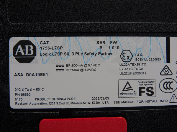 ALLEN BRADLEY 1756-L7SP SER. B F/W 1.010 5.1VDC NSNP