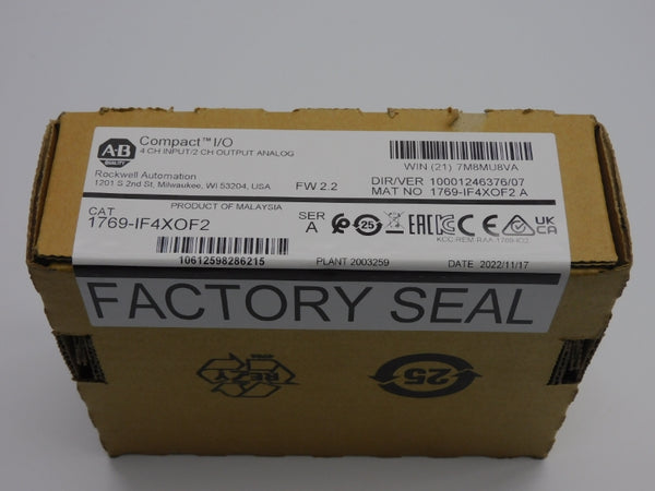 ALLEN BRADLEY 1769-IF4XOF2 SER. A F/W 2.2 VER. 07 DATE: 2022 NSFS