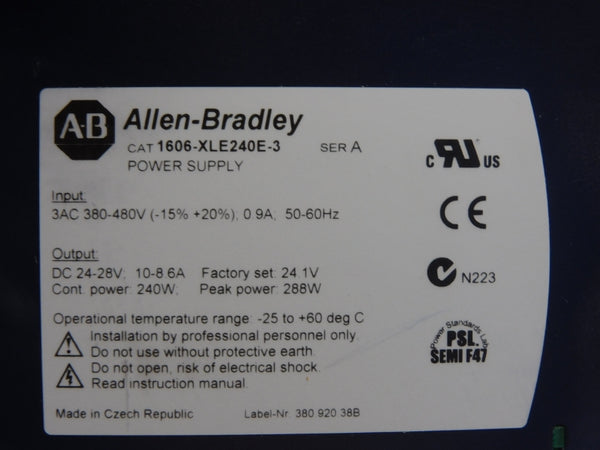 ALLEN BRADLEY 1606-XLE240E-3 SER. A 380-480V 10-8.6A NSNP