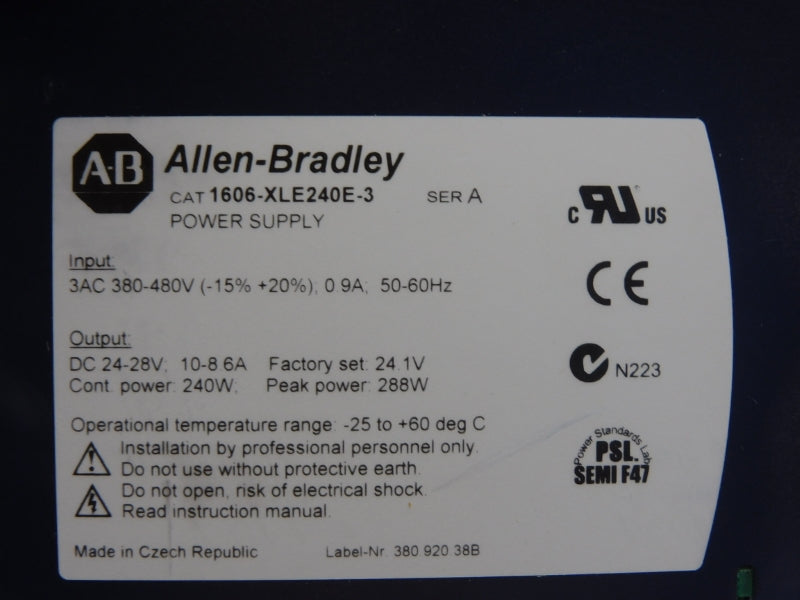 ALLEN BRADLEY 1606-XLE240E-3 SER. A 380-480V 10-8.6A NSNP