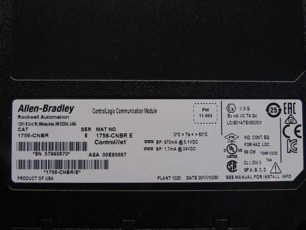 ALLEN BRADLEY 1756-CNBR SER. E F/W 11.005 24VDC NSNP