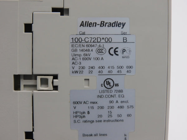 ALLEN BRADLEY 100-C72DJ10 SER. B 24VDC 100A NSNP