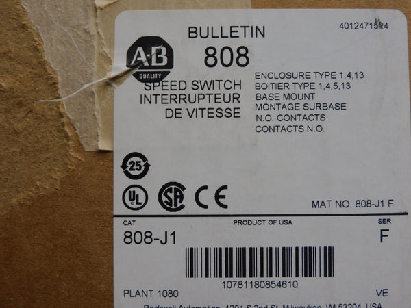 ALLEN BRADLEY 808-J1 SER. F 600VAC (BR/WH) NSMP