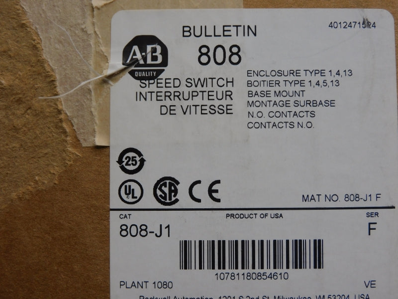 ALLEN BRADLEY 808-J1 SER. F 600VAC (BR/WH) NSMP