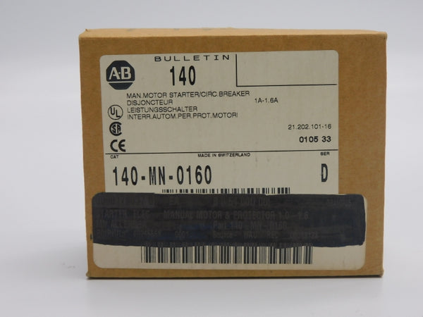 ALLEN BRADLEY 140-MN-0160 SER. D 600V 1-1.6A (BR/WH) NSMP