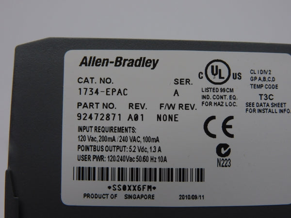 ALLEN BRADLEY 1734-EPAC SER. A REV. A01 240VAC 10A NSMP
