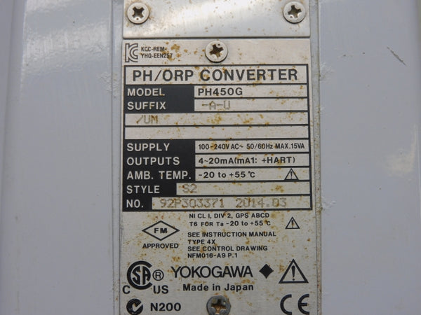YOKOGAWA PH450G-A-U/UM 100-240VAC UNMP