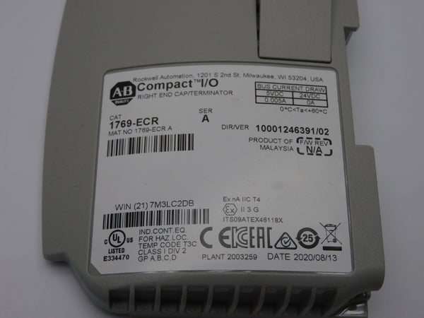 ALLEN BRADLEY 1769-ECR SER. A VER. 02 24VDC 0.005A NSNP