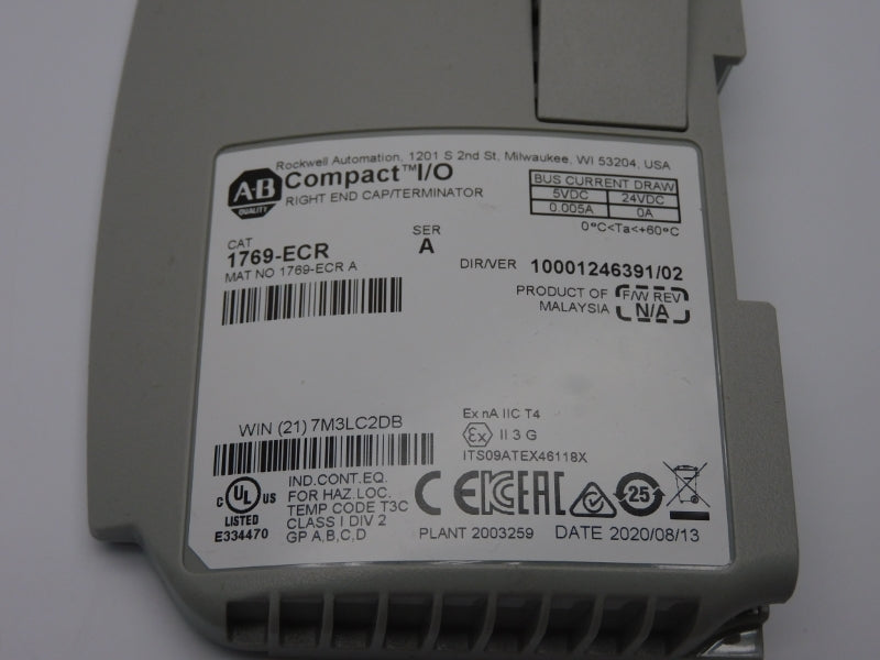 ALLEN BRADLEY 1769-ECR SER. A VER. 02 24VDC 0.005A NSNP