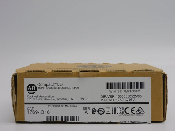 ALLEN BRADLEY 1769-IQ16 SER. A F/W 3.1 VER. 05 24VDC 0.115A NSMP