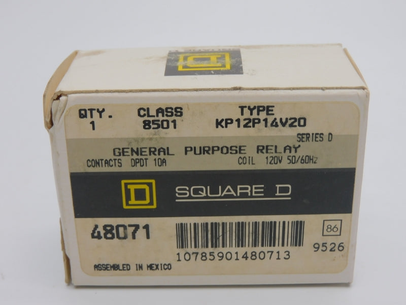 SQUARE D 8501KP12P14V20 SER. D 120V 10A NSMP