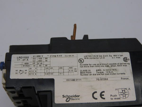 TELEMECANIQUE LRD1522 690V 17-25A UNMP