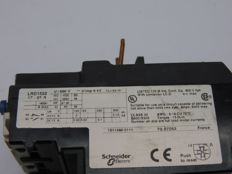 TELEMECANIQUE LRD1522 690V 17-25A UNMP