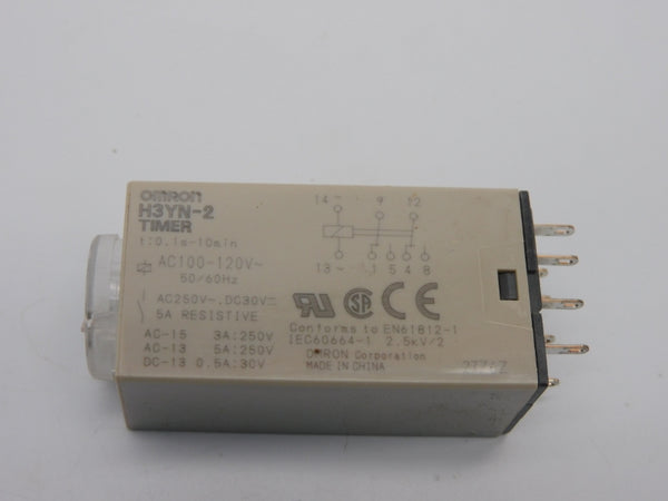 OMRON H3YN-2 100-120VAC 5A 1S-10MIN UNMP